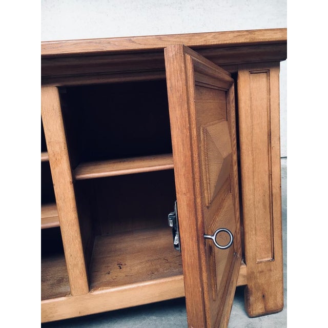 Wood Brutalist Handcrafted Oak 2 Door Cabinet, Belgium, 1950s For Sale - Image 7 of 18