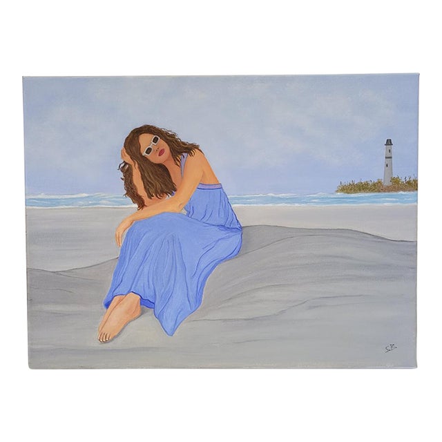 Beach Landscape Lady on Beach by Susan B. For Sale