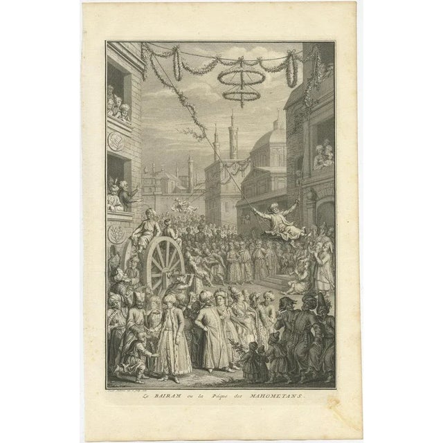Antique print titled 'Le Bairam ou la Paque des Mahometans'. Old print of the Bairam celebration, the Easter of the...