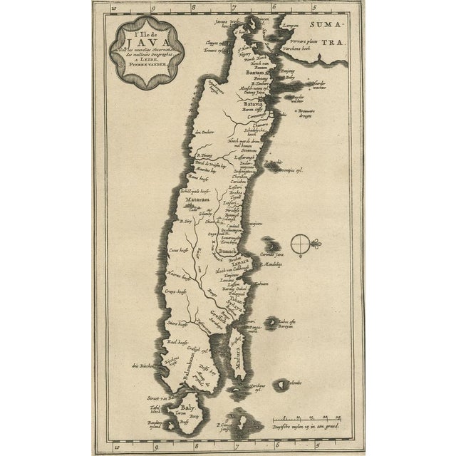 This rare map shows the Indonesian island of Java. with compass rose and scale. From: New Atlas, very accurate and very...