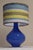 Vintage Table Lamp with Internally Illuminated Blue Glass Base and Fabric Shade, 1970s For Sale - Image 3 of 8