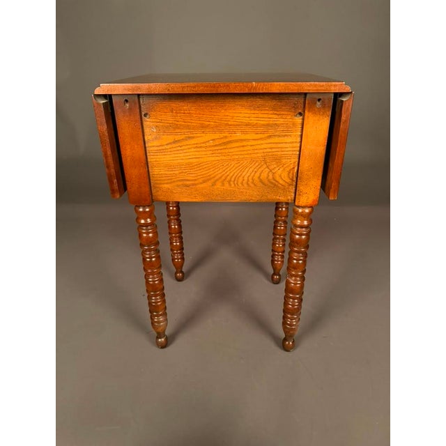 Mid 20th Century American Solid Birch Drop Leaf Side Table by Davis Cabinet Co., Two Drawer Nightstand For Sale - Image 9 of 18