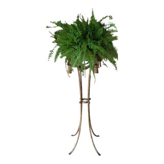 Vintage Gilded Cast Iron Fern/Plant Pedestal Stand Rope and Tassel Detail For Sale