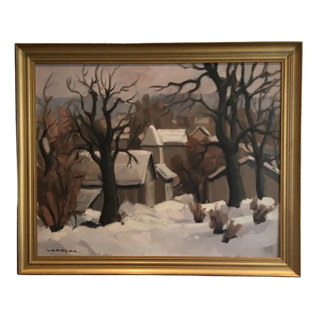 Laroche, Village en hiver, Oil on Canvas, Framed For Sale