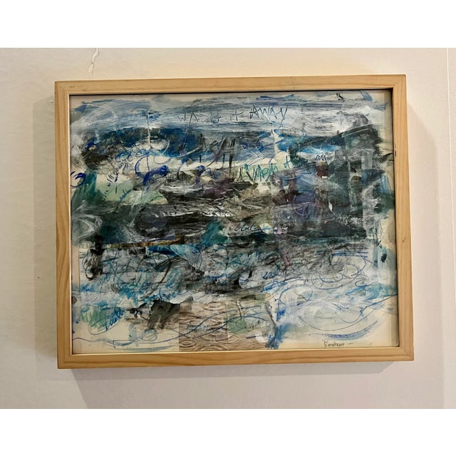 Textile “Wash It Away” Contemporary Abstract Mixed Media Painting by Ellen ReinKraut, Framed For Sale - Image 7 of 7