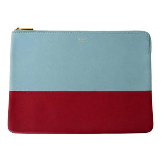 Celine Phoebe Philo Bi-Color Solo Clutch Bag in Red & Light Blue Leather For Sale