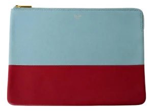 Celine Phoebe Philo Bi-Color Solo Clutch Bag in Red & Light Blue Leather