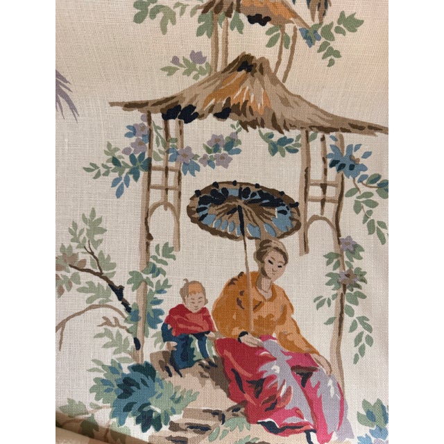 Schumacher Plaisirs De La Chine Document Linen Fabric 172850 Schumacher Classics Collection 8 Yards For Sale In Raleigh - Image 6 of 8