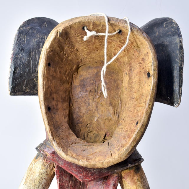 African Antique Red Elephant Mask Cote d'Ivoire For Sale - Image 4 of 17