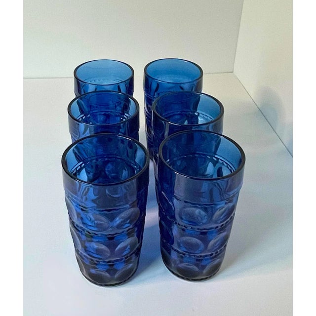 Set of 6 Crown Imperial Blue Flat Iced Tea Glasses by Tiara, Mid 20th Century For Sale In Atlanta - Image 6 of 8