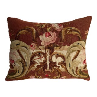 Mid-19th Century Aubusson Floral Decorative Pillow For Sale
