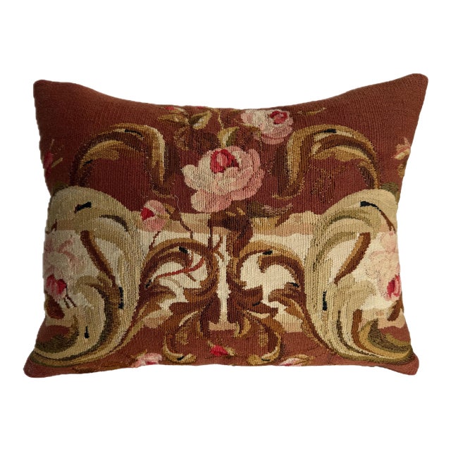 Mid-19th Century Aubusson Floral Decorative Pillow For Sale