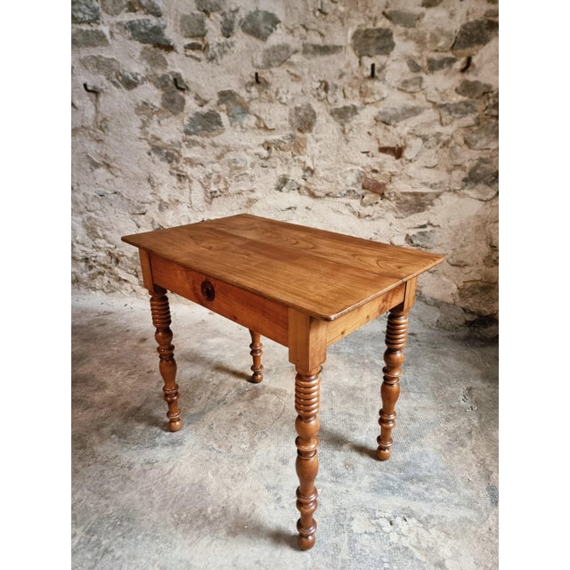 Antique French Walnut Writing Table with Drawer, 1900s For Sale - Image 11 of 16