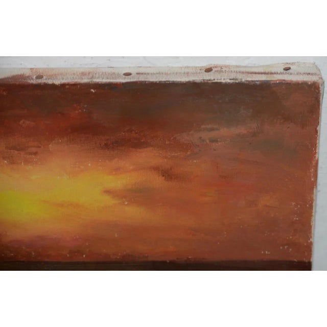 Irina Roublon Belotelkin (January 1, 1913 – January 21, 2009) "Coastal Sunset" Oil Painting C.1960s For Sale - Image 4 of 8