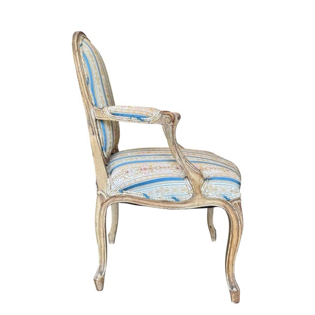 French 18th Century Louis XV Walnut Fauteuil/Armchair in Early Painted Finish For Sale - Image 3 of 18