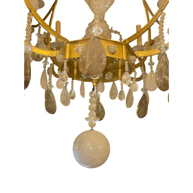 Mid 20th Century Glamorous Italian 22k Gold Leaf & Rock Crystal Chandelier. 20th Century. For Sale In Los Angeles - Image 6 of 10