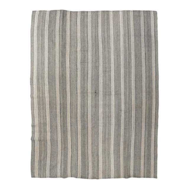Large Vintage Gray Kilim Rug - 9`5″ X 12`2″ For Sale