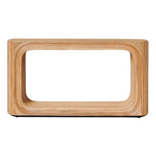 Pencil Reed Rattan Marquetry Console Table by Henri Paris For Sale