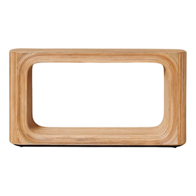 Pencil Reed Rattan Marquetry Console Table by Henri Paris For Sale