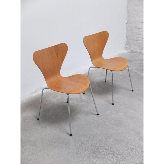 Series 7 Chairs in Oak by Arne Jacobsen for Fritz Hansen, 1955, Set of 2 For Sale - Image 6 of 12