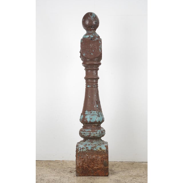 Victorian Pair of Antique Victorian 46.5 In. Cast Iron Newel Posts For Sale - Image 3 of 15
