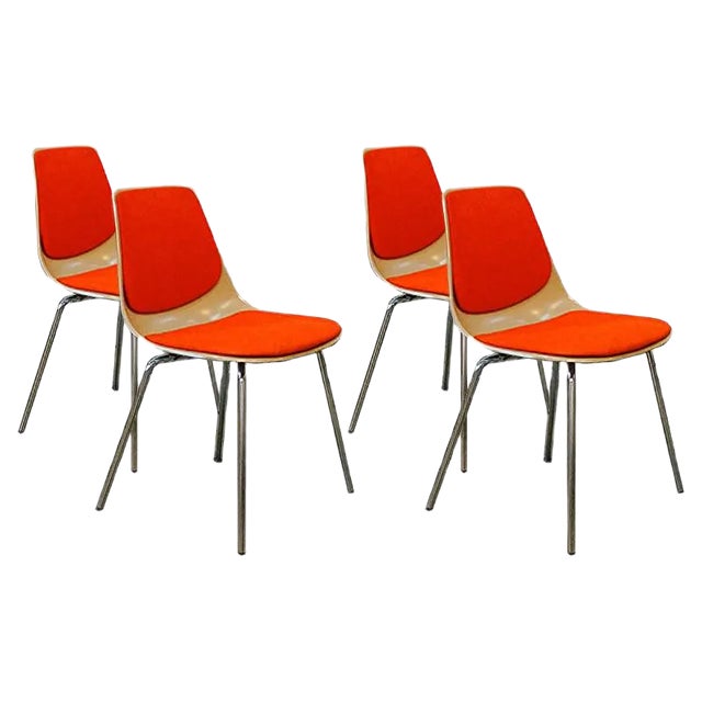 Mid-Century Model 225/2 Dining Chairs by Georg Leowald for Wilkhahn, Set of 4 For Sale