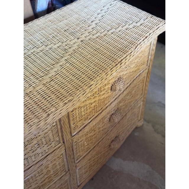 Coastal Vintage Natural Woven Rattan Six-Drawer Dresser For Sale - Image 3 of 12