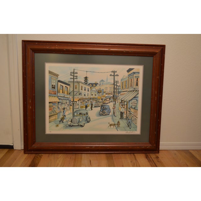 Mid Century America Small Downtown Scene Print For Sale In Aspen - Image 6 of 6