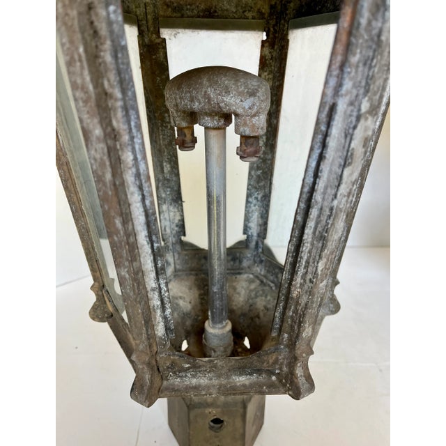 Antique Early 1900s Gas Iron Lamp Post Lanterns - A Pair For Sale In Dallas - Image 6 of 12