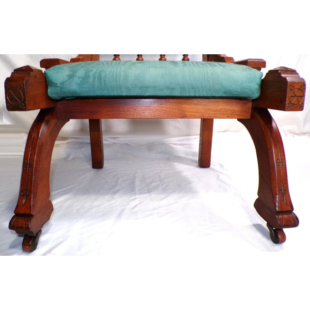 Wood 1880s Victorian Era Professionally Restored Child's Mahogany Slipper Chair For Sale - Image 7 of 10