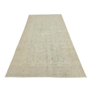1950s Turkish Boho Style Handmade Natural Wool Oushak Area Rug For Sale
