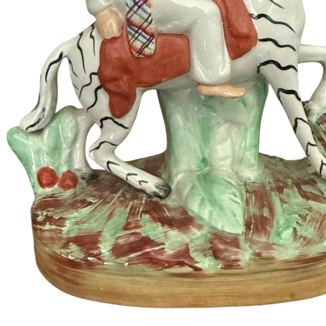1920s Vintage English Staffordshire Style Equestrian Figure With Zebra-Striped Horse, C. 1920s–40s For Sale - Image 5 of 8