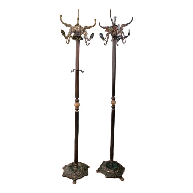 Coat Stands in Bronze and Brass, 1890s, Set of 2 For Sale