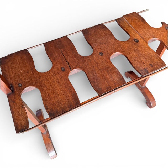 English Antique Wooden Boot & Shoe Rack Stand With Brass Handle For Sale - Image 3 of 4