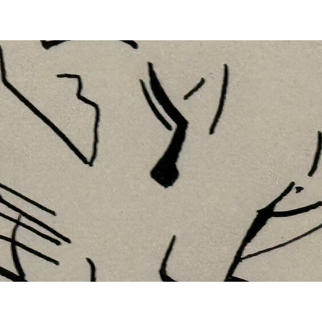 Contemporary "Sleeping Cat" Line Drawing by Jerry O'Day (Geraldine Heib) For Sale - Image 3 of 6