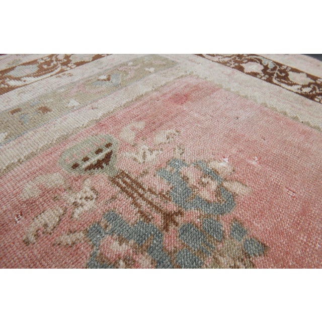 1970s Vintage Handmade Wool Cotton Pink Area Rug For Sale In San Francisco - Image 6 of 11