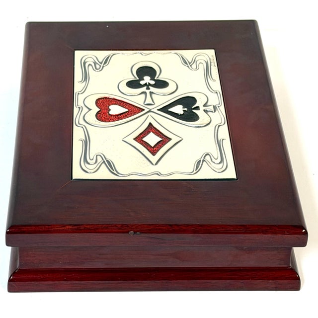 Mid-Century Modern Sterling Silver & Enamel Playing Card Box, Castellini, Italy For Sale - Image 16 of 18