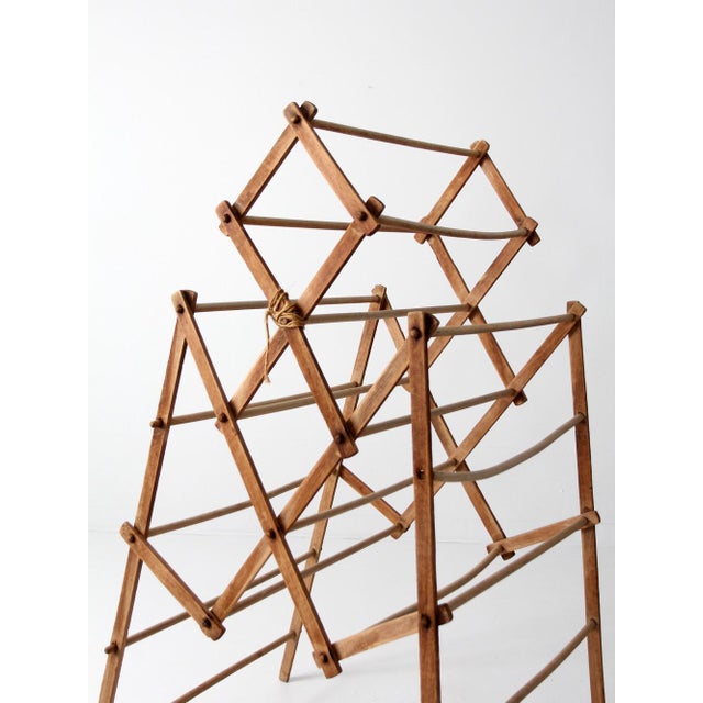 Victorian Antique Victorian Wood Folding Laundry Drying Rack For Sale - Image 3 of 7