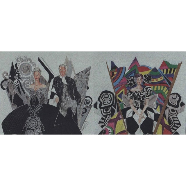 Versace C1990 Set of 2-Versace Theater Costume Fashion Design Prints, Matted For Sale - Image 4 of 5