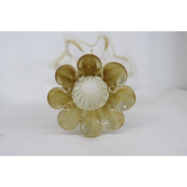 Mid Century Modern Organic Yellow Art Glass Ruffled Rim Handkerchief Vase 4768b For Sale - Image 15 of 15
