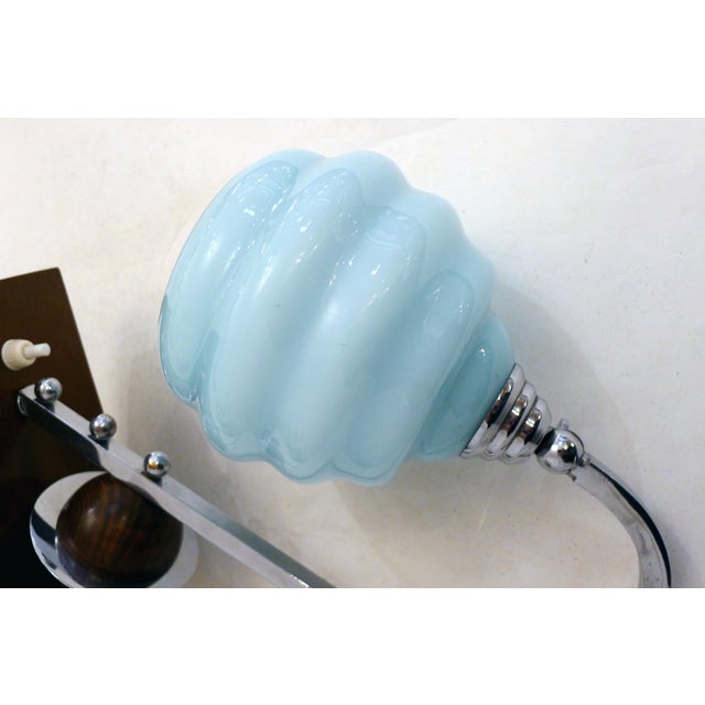 Art Deco Sculptural Saturn Table Lamp in Light Blue Opaline Glass, 1930s For Sale - Image 11 of 13