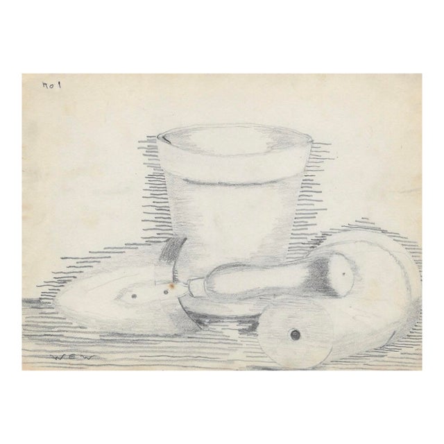 1943 William Wood Gardener Still Life Drawing For Sale