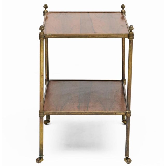 1930s 1930s Brass and Rosewood Two Tier French Side Table in the Manner of Billy Baldwin and Jansen For Sale - Image 5 of 8