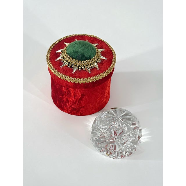 Vintage Cut Crystal Paper Weight & Decorative Box For Sale - Image 4 of 12