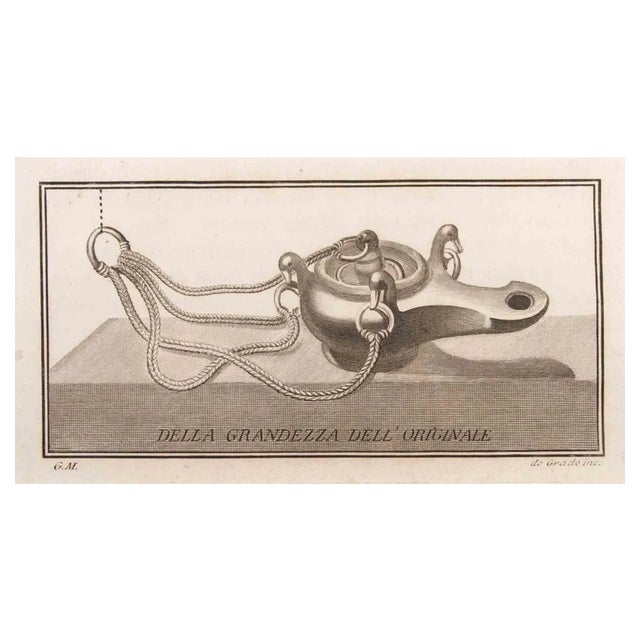 Filippo de Grado, Oil Lamp to Hang, Etching, 18th Century For Sale