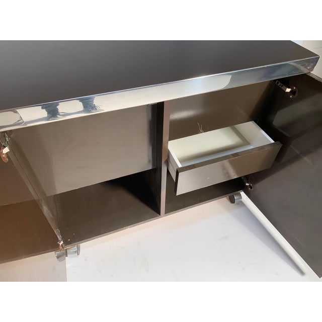 Mid 20th Century Pierre Cardin / Willy Rizzo / Milo Baughman Bar Cabinet on Castors For Sale - Image 5 of 14