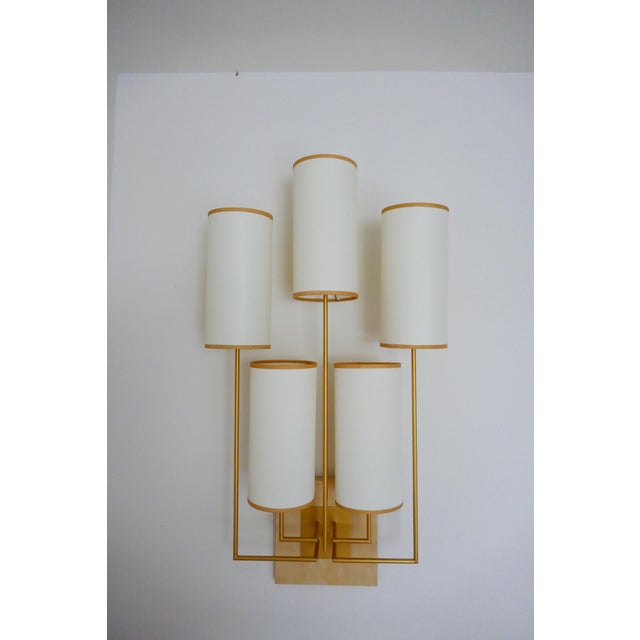 Metal Wall Sconce Tiges5 in Patinated Gold Metal and Fabric by Aymeric Lefort For Sale - Image 7 of 14
