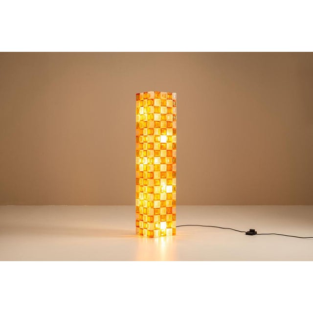 Floor Lamp in Amber and Crystal Pulegoso Glass from Poliarte, Italy, 1970s For Sale - Image 6 of 17