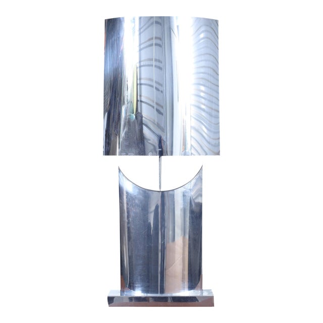 Mid-Century Oversized Chrome Lamp by Curtis Jere, Signed For Sale