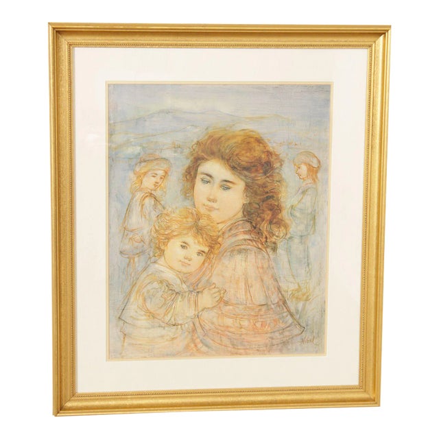 Edna Hibel Impressionist Style 'Sally and Nellie' Lithograph For Sale